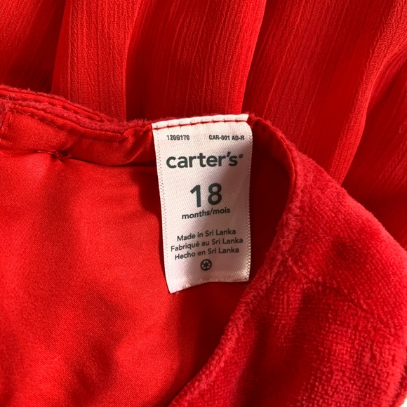 Carter's Red Velvet Tulle Dress 18m Size 18 Months Christmas Holiday Festive - Picture 5 of 7